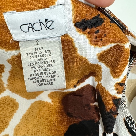 Cache Dress 2 Animal‎ Print Rushed Padded V-Bust Cap Sleeve Stretch Lined - Picture 6 of 7